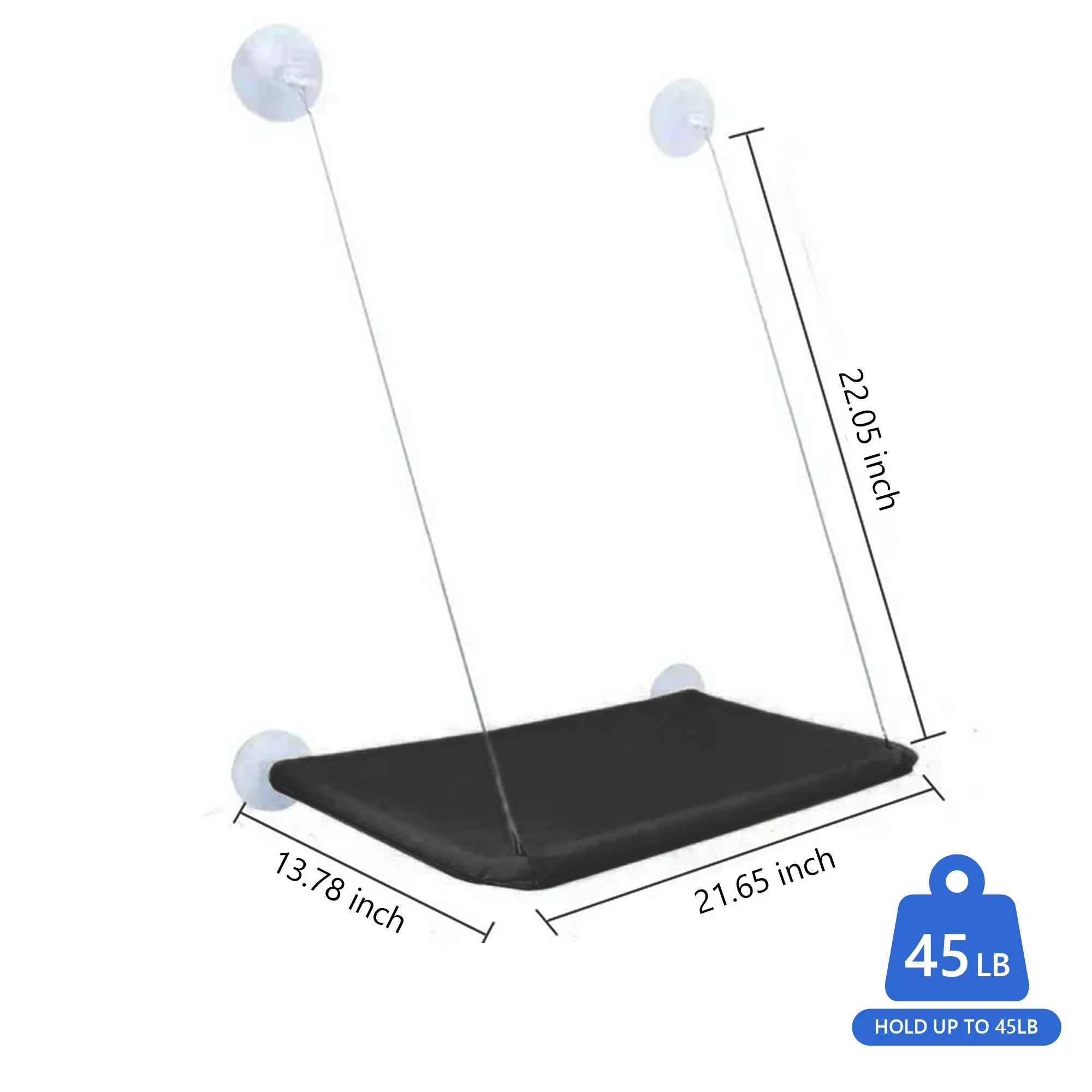 Window Cat Hammock Cat Window Sill Perch Cat Bed Pet Cat Window Sill Stand Suction Cup Hanging Cat Litter Box-Black